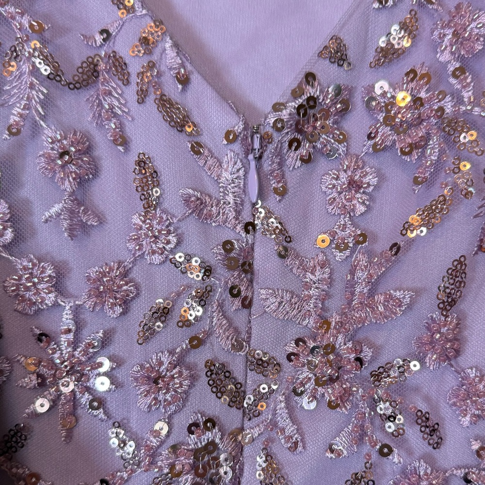 JS Collection Lavender Jordan Column Cape Sequin Evening Dress Size 14 - Picture 4 of 9